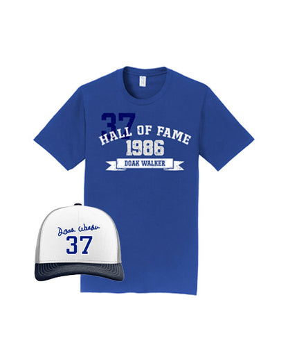 Athletic Blue 1986 Hall of Fame T-Shirt + Signature White Front Hat