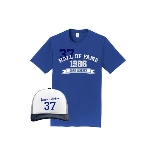 Athletic Blue 1986 Hall of Fame T-Shirt + Signature White Front Hat