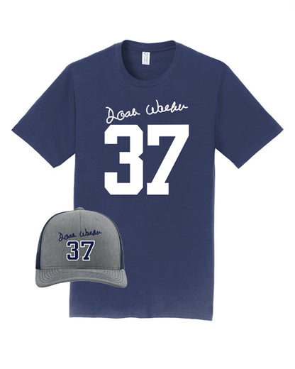 Deep Navy Blue 37 Signature T-Shirt + Signature Gray Front Hat