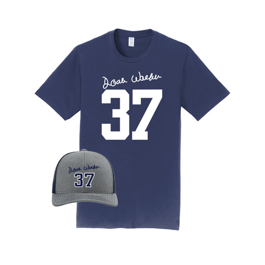 Deep Navy Blue 37 Signature T-Shirt + Signature Gray Front Hat