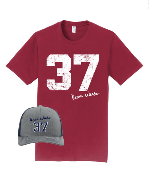 Cardinal Red 37 Signature T-Shirt + Signature Gray Front Hat